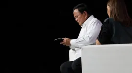 Ketua Umum Partai Gerindra Prabowo Subianto di acara 'Mata Najwa On Stage: 3 Bacapres Bicara Gagasan' di Graha Sabha Pramana UGM. (Facbook.com/@Prabowo Subianto )
